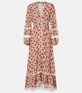 Равен платье миди с цветочным принтом Rixo, Eva Floral Cream