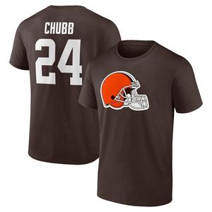 Мужская футболка с логотипом Fanatics Nick Chubb Brown Cleveland Browns со значком игрока, именем и номером, цвет Brn Brown