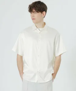 Рубашка с коротким рукавом из жаккардовой атласной ткани Loveless, цвет White