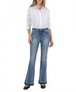 Stella Джинсы с высокой посадкой расклешенные с неровным низом в Honor/medium Base Wash KUT FROM THE KLOTH, Honor/Medium Base Wash