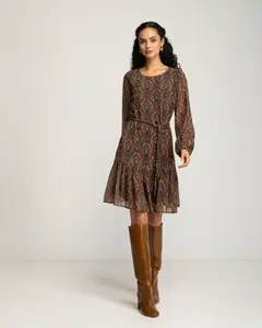 Короткое платье с подолом, украшенным оборками Niza, коричневый