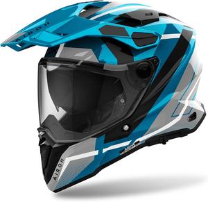 Мотоциклетный шлем Airoh Commander 2 Composite Carbon Fiber Adventure Offroad, Gloss Mavick Cerulean