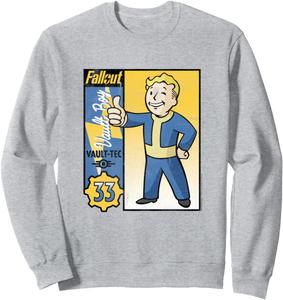 Толстовка с изображением коллекционной карточки Vault-Tec из сериала Fallout, серая