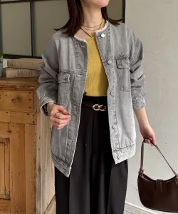 Джинсовая куртка без воротника с бахромой Thevon., цвет Gray