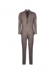 Костюм из чистой шерсти в тонкую полоску TAGLIATORE, коричневый