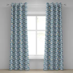 Шторы ABAKUHAUS Marine с люверсами, дизайн "Морской гранж, морская звезда, якорь, морской конек, подводная морская тема, мрак", декоративные двухпанельные шторы, 280 см x 175 см, цвет "нефтяной синий бархатцы" Abakuhaus