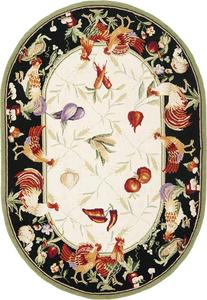 Ковер SAFAVIEH, 138 x 199 см, Chelsea Collection, овальный, Ivory & Black, ручного плетения, французский кантри из шерсти, идеален для помещений с высокой проходимостью в гостиной, спальне (HK94A)