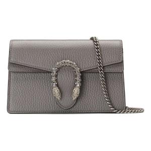 Сумка dionysus tiger head leather chain shoulder messenger bag mini gray classic Gucci, серый