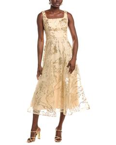 Платье миди из тафты с пайетками Rene Ruiz, металлик