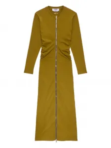 Платье с застежкой-молнией спереди и сборками Msgm, зеленый