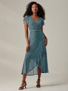Сетчатое макси-платье с геопринтом Jolie Moi, синий