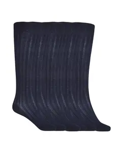 Набор из 6 пар хлопковых носков в рубчик Basix Punto Blanco, темно-синий