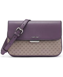 Сумка-кроссбоди Calvin Klein Arya Mini Signature с регулируемым клапаном Macy's, Plum