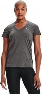 Under Armour женская футболка Tech V-Neck с коротким рукавом, Gray/ Metallic Silver