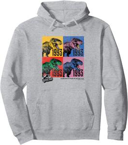 Худи в стиле поп-арт, посвященное годовщине «Парка Юрского периода», официально лицензированное издание, серое Nbc