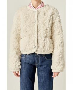 Женская трикотажная куртка-тедди English Factory, Off white