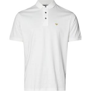 Футболка-поло из смесового джерси Lyocell с вышивкой EMPORIO ARMANI, белый