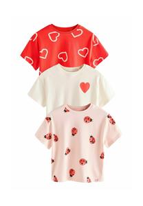 Футболка с принтом REGULAR FIT - SHORT SLEEVE  3 PACK  . Next, красный