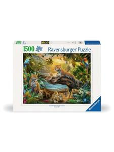 Пазл Ravensburger, 1500 деталей, семейство леопардов в джунглях в красочном исполнении