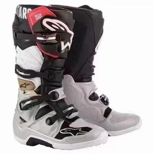 ALPINESTARS PROTECTS Мотоциклетные внедорожные ботинки Star T7, Alpinestars Trail Waterproof Racing с регулируемой защитой оси, T7 серый белый черный, рекомендуем взять на размер больше, размер 40.5