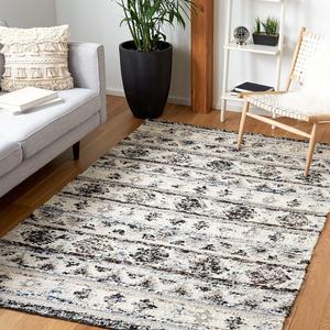 SAFAVIEH Manhattan Collection ковер 122 x 183 см IvoryBlack MAN353A ручной работы премиум шерсть для прихожей гостиной фойе спальни декоративный