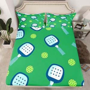Erosebridal Комплект постельного белья с принтом в виде мячей для пиклбола в сине-зеленых тонах, Blue Green