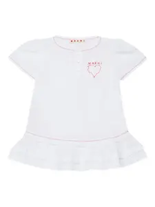 Платье с оборками и вышивкой Marni Kids, белый