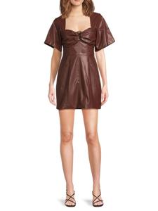 Мини-платье Joey из искусственной кожи со сборками Amur, цвет Smoky Brown