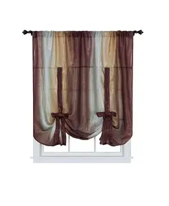 Прозрачные шторы и ламбреки из жатого атласа с эффектом омбре на одно окно - 50 дюймов (ширина) x 63 дюйма (длина) с одинарной завязкой Goodgram, chocolate