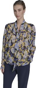 Женская блузка Tommy Hilfiger с длинными рукавами и завязкой на горловине, плиссированная, Deep Maize Multi
