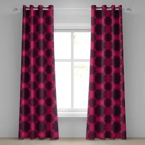 Шторы на люверсах ABAKUHAUS с цветочным узором, готический барокко, мандала с кругом из роз и психоделическими звуковыми эффектами, декоративные двухпанельные шторы, 280 см x 175 см, цвет розовый, темно-фиолетовый Abakuhaus