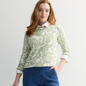 Женский свитер с принтом Croft & Barrow, Olive Stamped Paisley