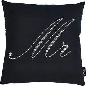 Декоративная подушка Stone Mr с надписью Mr, наволочка с наполнителем, 1 шт. Done., Grau + Schriftzug