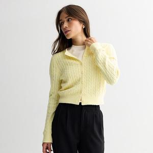 Кардиган с косой вязкой для подростков So, Lemon Mist