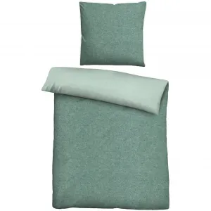 Двустороннее постельное белье Biberna «Hermal», фланель под меланж, зимнее постельное белье, производство Германия, цвет minze