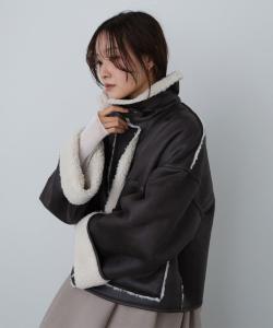 Мутоновый блузон из искусственной замши и боа