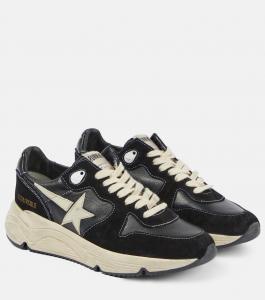 Беговые кроссовки Running Sole из замши и кожи Golden Goose, Black/White