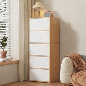 Lanyu Комод 40х30х128 см для спальни из массива дерева, 5 ящиков, напольный, пастельный цвет