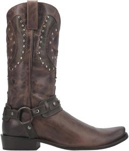 Мужские повседневные сапоги Dingo War Eagle с заклепками, с квадратным носком, средней длины, черные