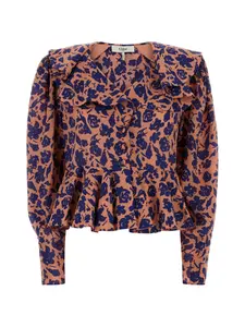 Блуза с V-образным вырезом и оборками Chloe, розовый