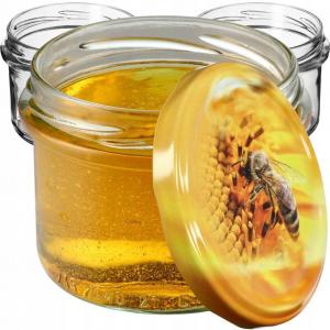 KADAX Банки для консервации с крышками "Тарту", банки для консервирования, 235мл, 100 штук, крышки с рисунком пчелы