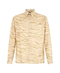 Шелковая рубашка с тигровым принтом Roberto Cavalli, бежевый