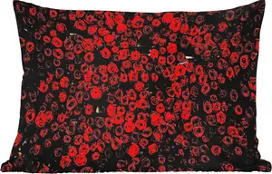 Подушка для улицы - Цветы - Розы - Красная - 60 x 40 см - Устойчива к погодным условиям - Подушка для отдыха - Декоративная подушка - Подушка для дома MuchoWow