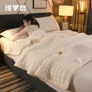 Yalu Плед из флиса 120х200 см, утолщенный, цвет Jianmeng-Mi Bai