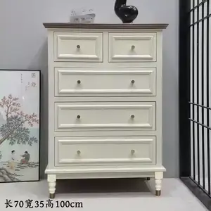 Yu Senyi Комод 70x35x100 см для гостиной из массива дерева, 5 ящиков, в стиле кантри, готов к использованию