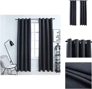 Плотные шторы с металлическими люверсами, 2 шт., антрацит, 140 x 175 см - Шторы и портьеры vidaXL