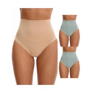 3 пачки женских стрингов-утягивающего белья для контроля живота с высокой талией Inspire Chic, Blue Beige
