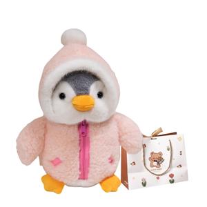 Плюшевая кукла милый пингвин высота 28см/35см/45см OU DI PIG, Pink+Bear Shopping Bag