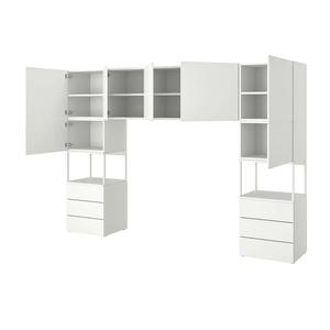 Шкаф с 7 дверями+6 ящиками PLATSA IKEA, 300x42x201 см, белый