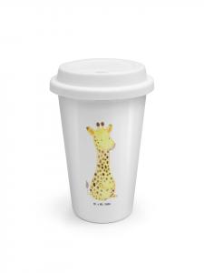 Mr. & Mrs. Panda Термокружка с изображением жирафа, надпись «Доволен» без слогана, белого цвета